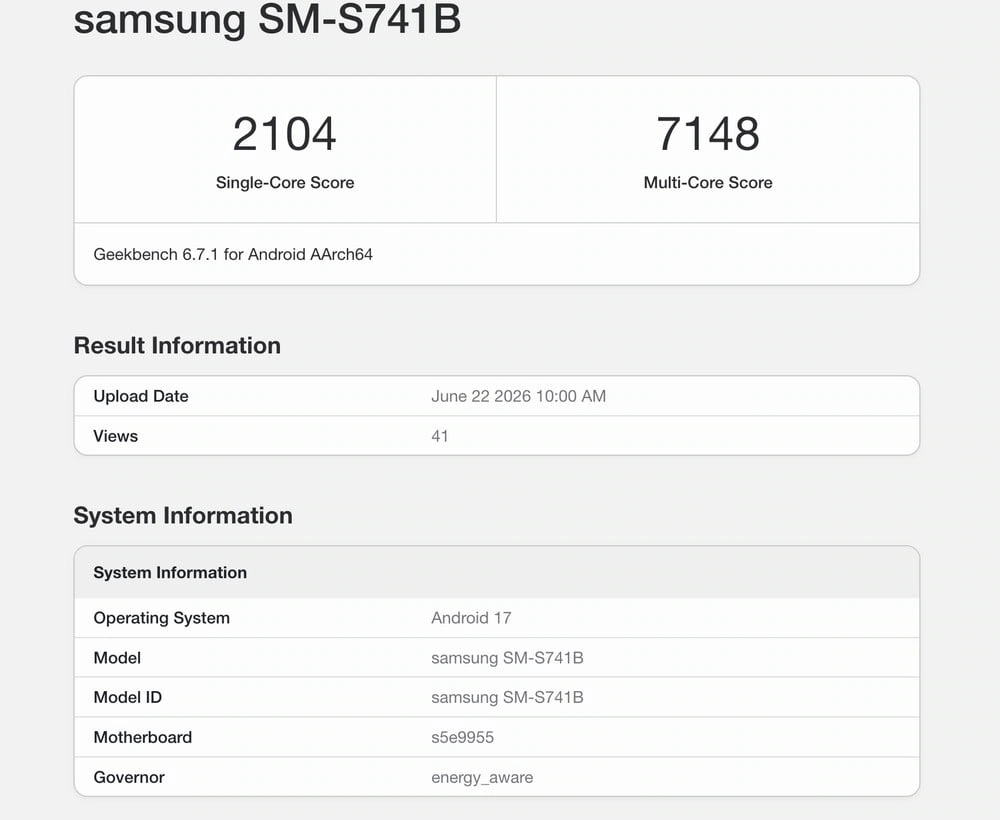 Galaxy S26 FE, ecco la versione globale: i dettagli da Geekbench