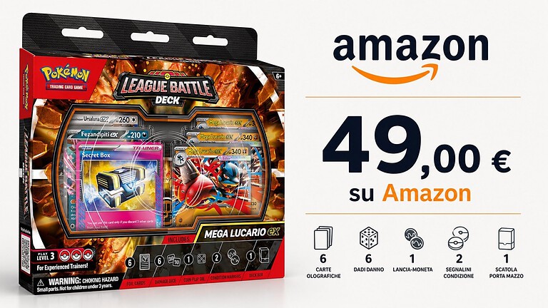 Amazon: Mazzo Pokémon Mega Lucario-ex già in preordine, data e prezzo