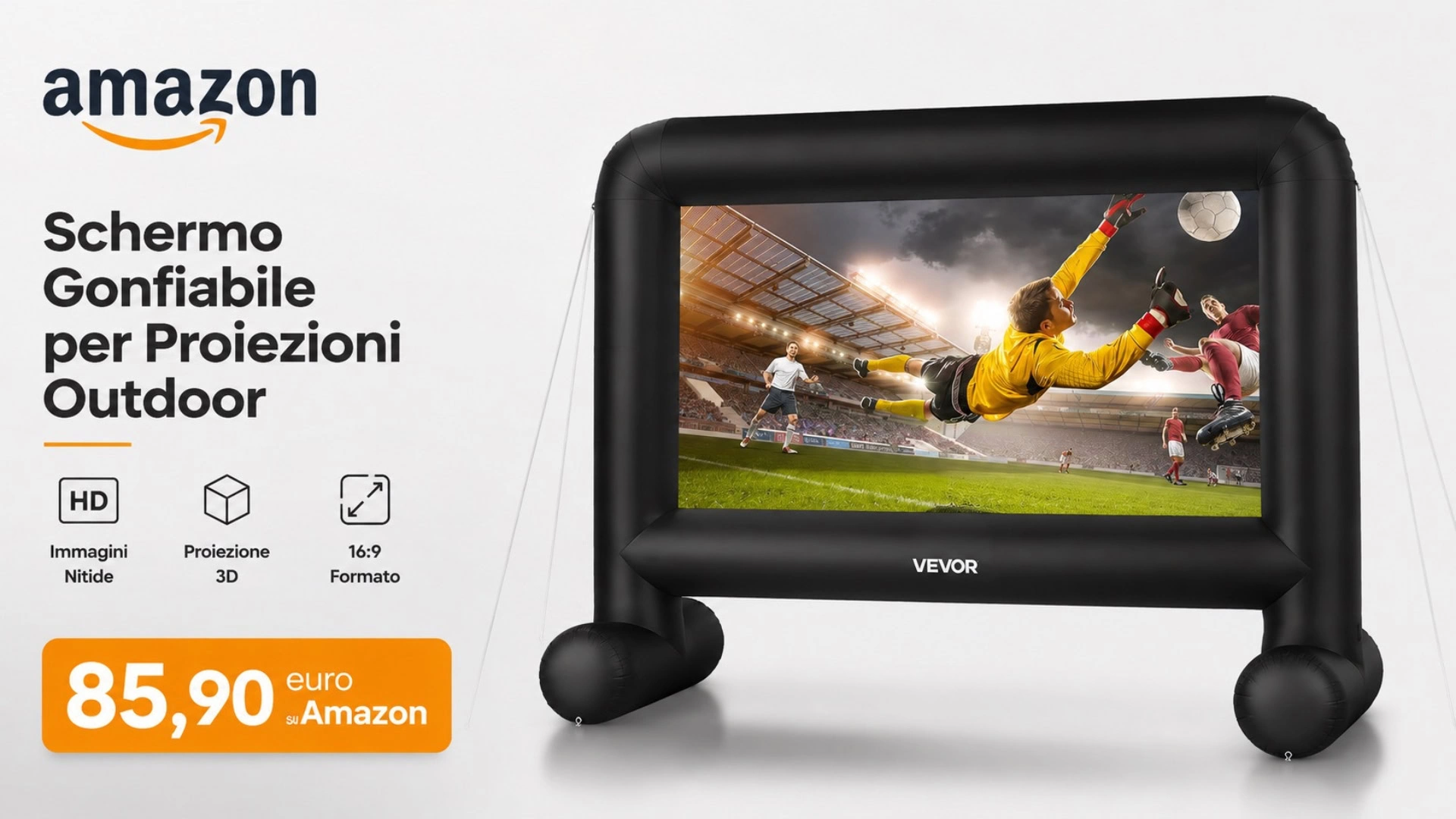 Schermo gonfiabile per il giardino, su Amazon crolla sotto i 100 euro