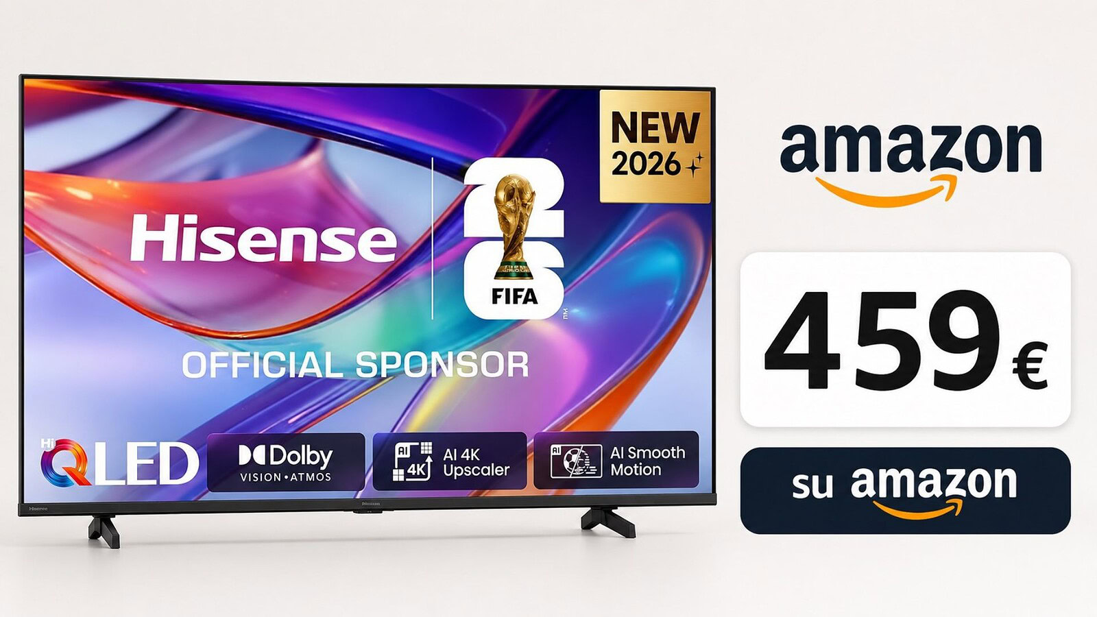 Smart TV Hisense QLED da 65 pollici a soli 459 euro su Amazon