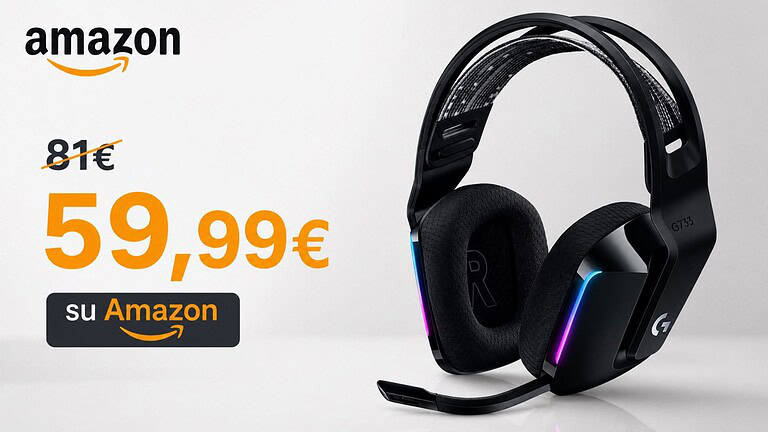 Logitech G733 in offerta su Amazon: cuffie gaming wireless al 52% di sconto