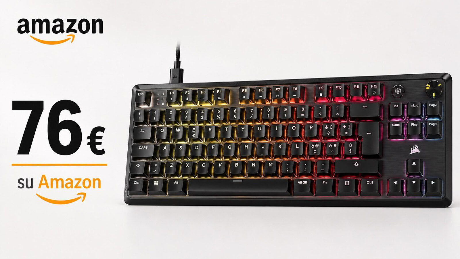 Tastiera Corsair K70 in sconto del 24% su Amazon: meccanica top a 76€