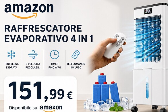 Condizionatore portatile senza tubo in offerta su Amazon: fresco a 151€