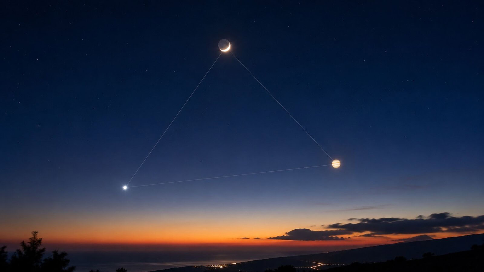 Luna, Venere e Giove stasera formano un triangolo nel cielo: come vederlo