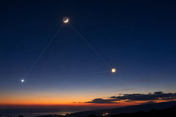 Luna, Venere e Giove stasera formano un triangolo nel cielo: come vederlo