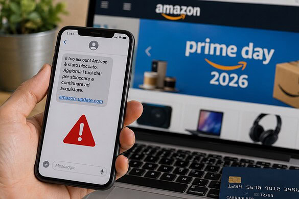 Truffe Prime Day 2026, falsi siti Amazon e SMS già in azione