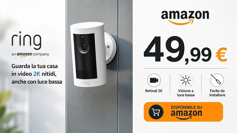 Ring Plus a metà prezzo: la videocamera in promo Prime Day su Amazon