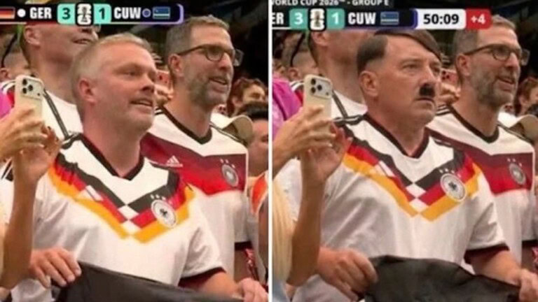 Deepfake durante i Mondiali: tifoso tedesco trasformato in Hitler dall'AI