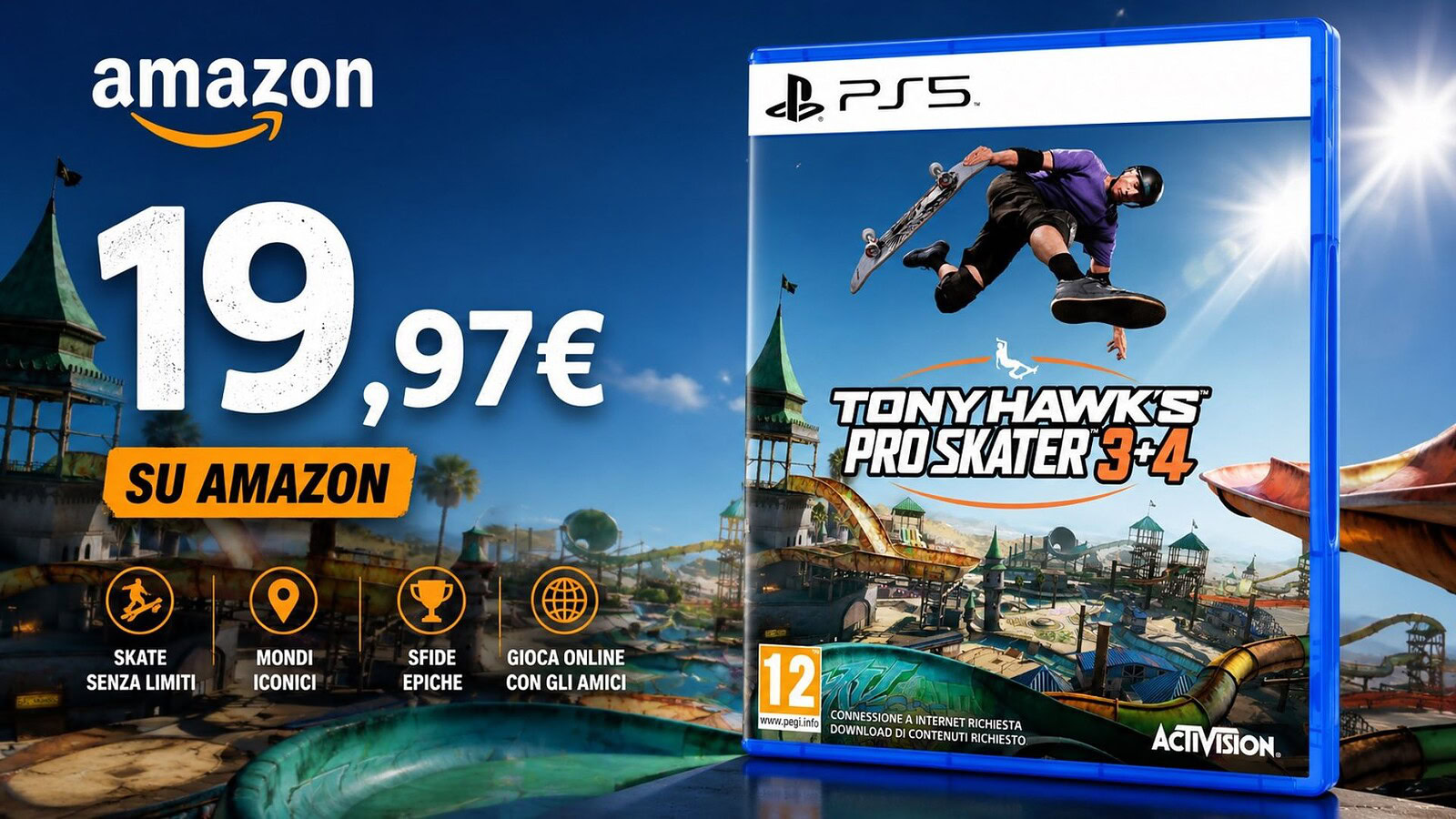 Tony Hawk's Pro Skater 3 + 4 per PS5 al minimo storico su Amazon