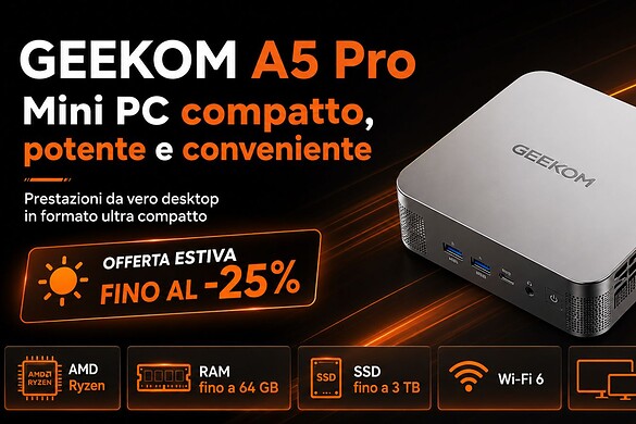 GEEKOM A5 Pro MINI PC con AMD Serie 7000 al 25% di sconto: prezzo sotto il Prime Day