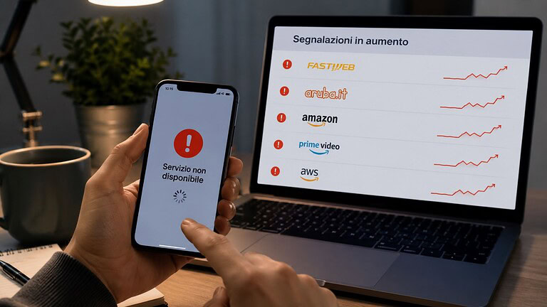 Down Fastweb, Aruba, Vodafone e Amazon: cosa succede alla rete