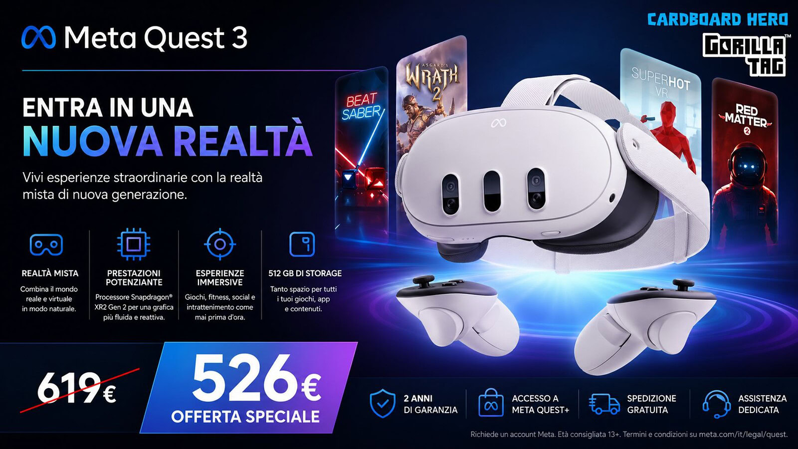 Meta Quest 3 in offerta al Prime Day: visore 4K al 15% in meno