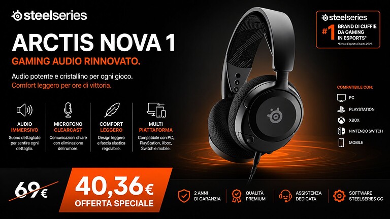 SteelSeries Arctis Nova 1 a 40,36€ al Prime Day: l'offerta da non perdere