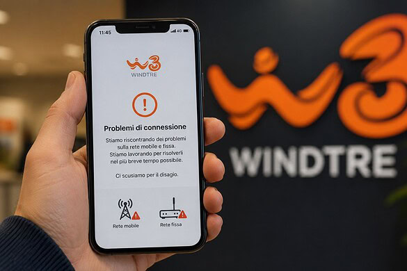WindTre down oggi: disservizi su rete fissa e mobile in tutta Italia