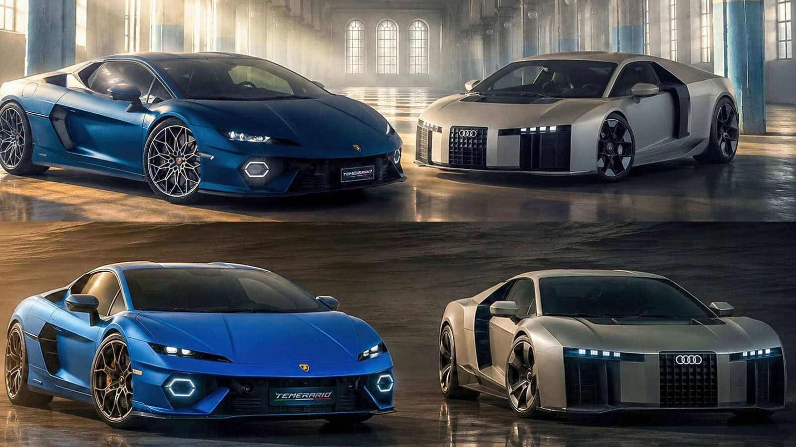 Audi Nuvolari vs Lamborghini Temerario: stesso V8 ibrido, due anime opposte