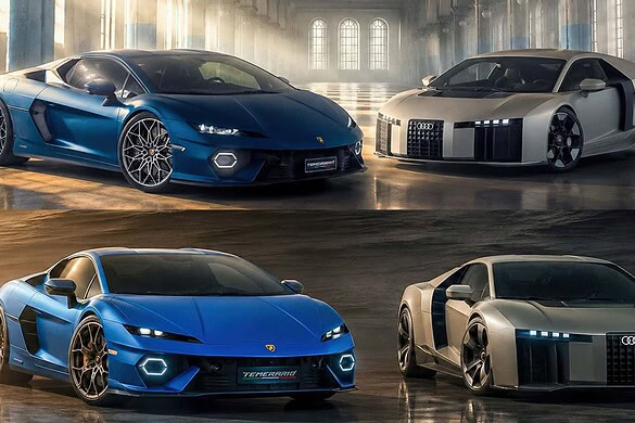 Audi Nuvolari vs Lamborghini Temerario: stesso V8 ibrido, due anime opposte