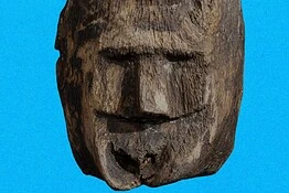 Volto medievale in legno riemerge dal lago Lednica in Polonia