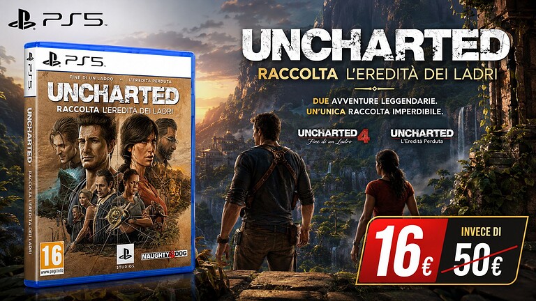 Uncharted: Raccolta L'eredità dei ladri crolla a 16€ su Amazon, -70%