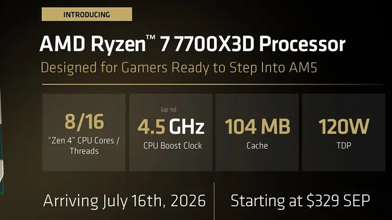 Ryzen 7 7700X3D: la CPU gaming di AMD che costa solo 305 euro