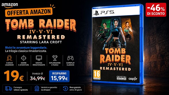 Tomb Raider IV-VI Remastered in offerta lampo su Amazon: prezzo top
