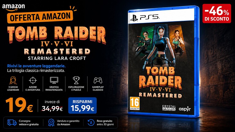 Tomb Raider IV-VI Remastered in offerta lampo su Amazon: prezzo top