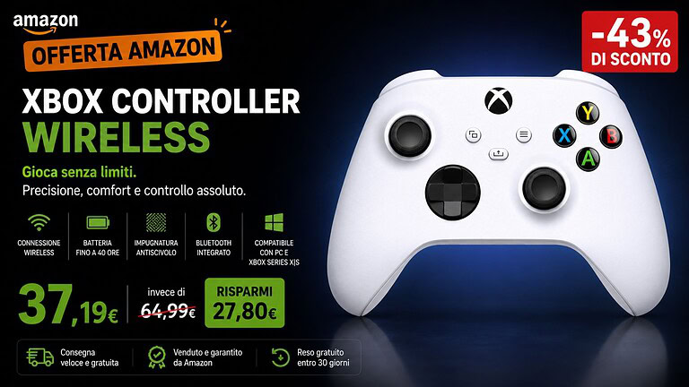 Xbox Wireless Controller in offerta su Amazon: sconto del 39%