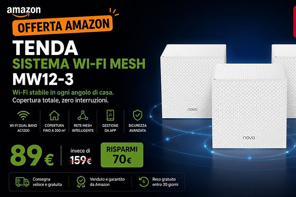 Tenda MW12, il sistema mesh tri-band AC1200 crolla al minimo storico su Amazon