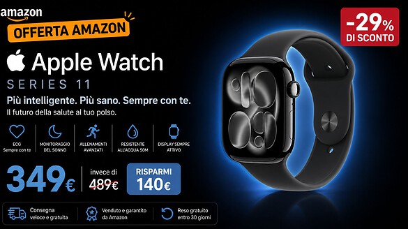 Apple Watch Series 11 da 46 mm al minimo storico su Amazon: -140€