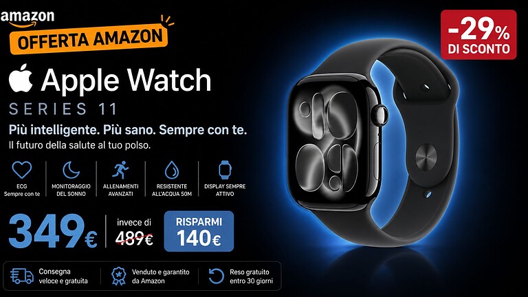 Apple Watch Series 11 da 46 mm al minimo storico su Amazon: -140€