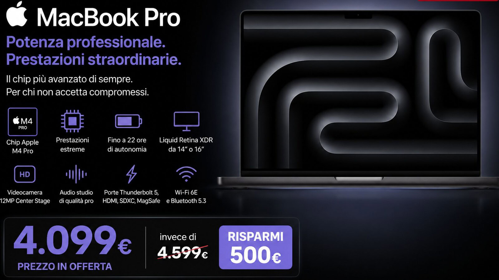 MacBook Pro M5 Max crolla di 500€ su Amazon: l'offerta sul top Apple