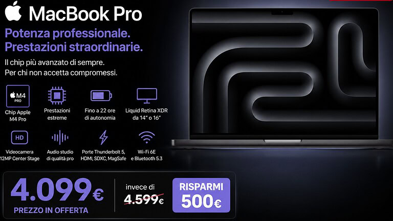 MacBook Pro M5 Max crolla di 500€ su Amazon: l'offerta sul top Apple