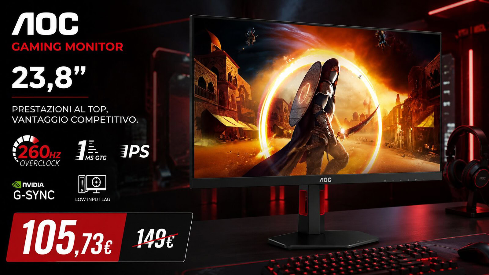 Monitor gaming AOC a 260Hz al minimo storico su Amazon: sconto del 29%