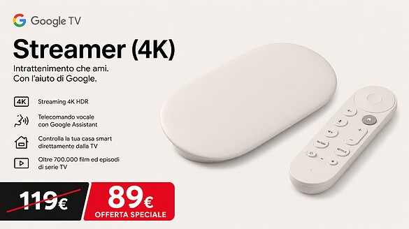 Google TV Streamer 4K al minimo storico su Amazon: sconto del 25%