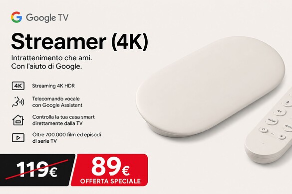 Google TV Streamer 4K al minimo storico su Amazon: sconto del 25%