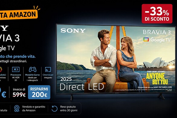 Sony BRAVIA 3 al minimo storico su Amazon: 4K e Google TV in offerta