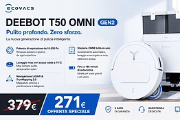 ECOVACS DEEBOT T50 OMNI al minimo storico su Amazon col Prime Day