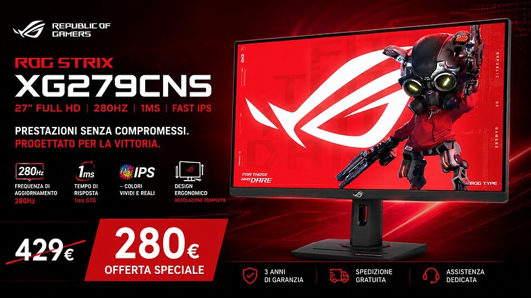 ASUS ROG Strix XG279CNS in offerta: 380Hz a 280€ su Amazon