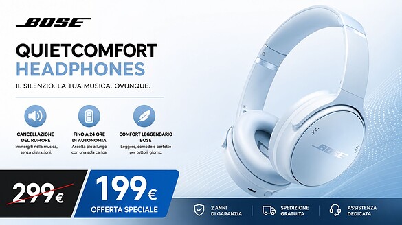 Bose QuietComfort Headphones in offerta su Amazon: sconto del 33%