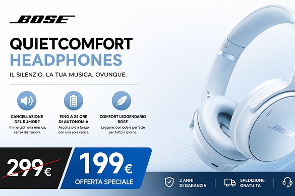 Bose QuietComfort Headphones in offerta su Amazon: sconto del 33%