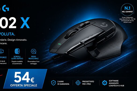 Logitech G G502 X in offerta su Amazon: mouse gaming a 54,98€