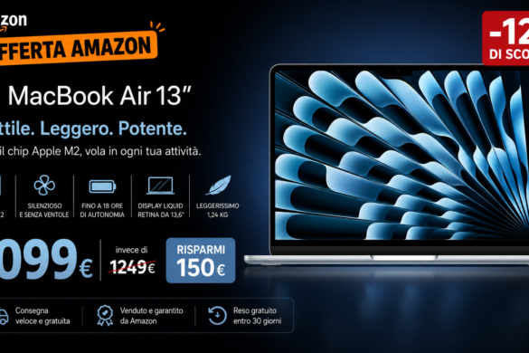 MacBook Air M5 in offerta su Amazon: 16GB e 512GB a 1.099 euro
