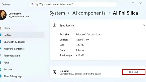 Windows 11 ora permette di disinstallare i modelli AI: ecco come