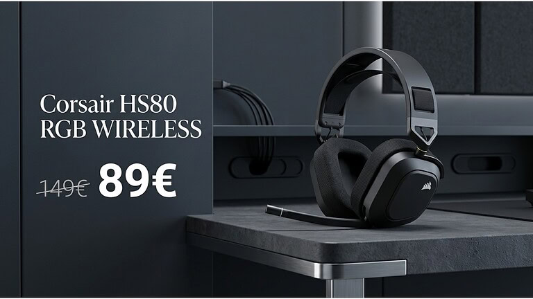 Corsair HS80 RGB Wireless in sconto del 40% su Amazon: Dolby Atmos a 89,99€