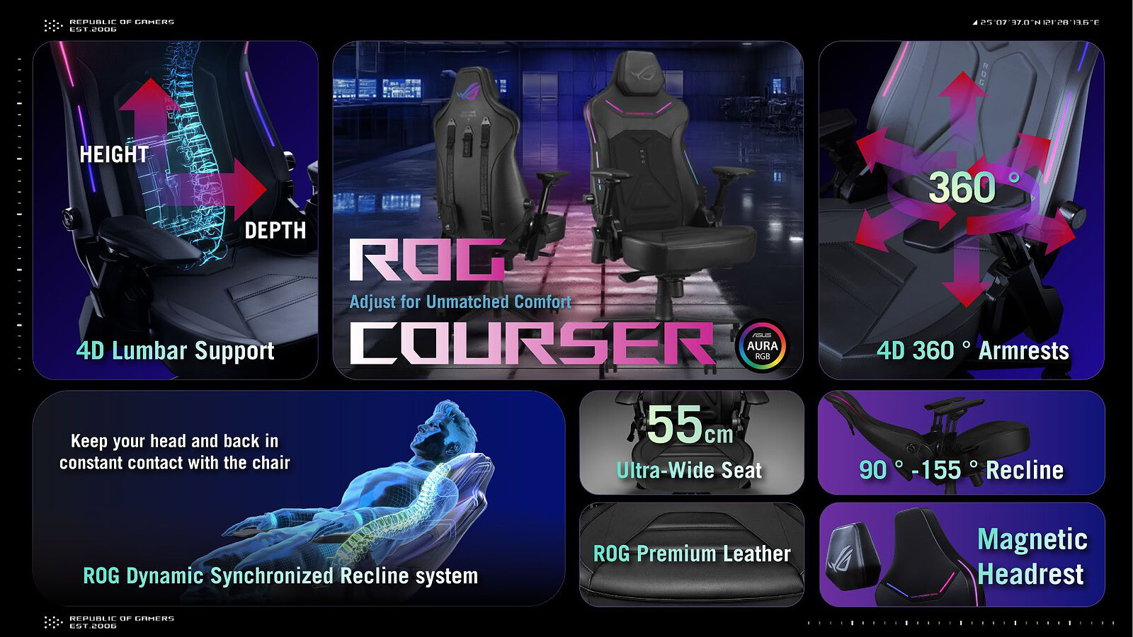 ASUS ROG Courser e Core sono ufficiali: nuove sedie gaming ergonomiche