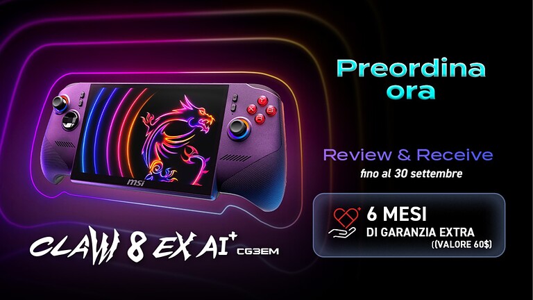 MSI Claw 8 EX AI+ debutta in Italia con gaming AI e potenza portatile