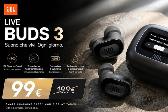 JBL Live Buds 3 al minimo storico su Amazon: sconto del 50%