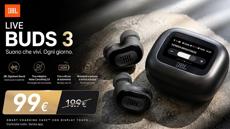 JBL Live Buds 3 al minimo storico su Amazon: sconto del 50%