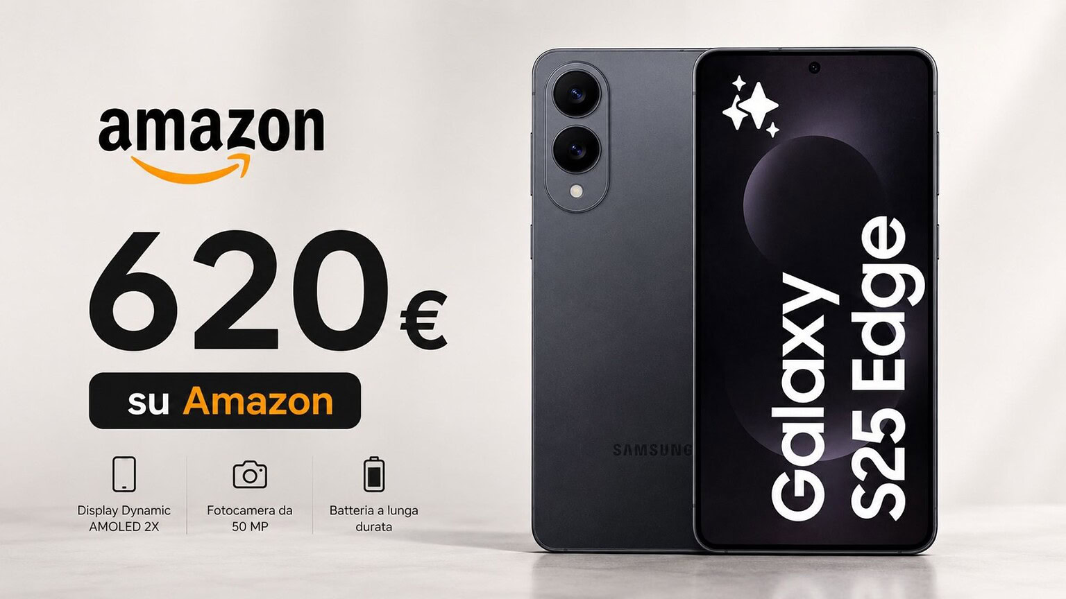Samsung Galaxy S25 Edge crolla a 620€ su Amazon: sconto record del 56%
