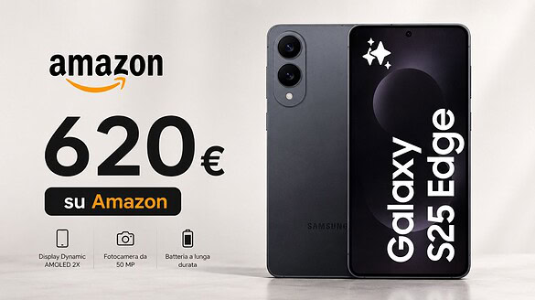 Samsung Galaxy S25 Edge crolla a 620€ su Amazon: sconto record del 56%