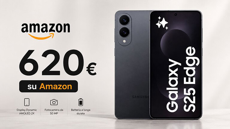 Samsung Galaxy S25 Edge crolla a 620€ su Amazon: sconto record del 56%